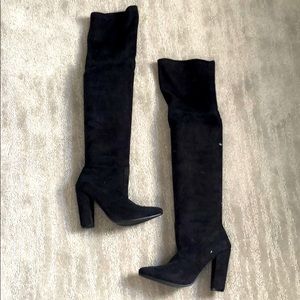 Suede Sock Over-the-Knee Boots